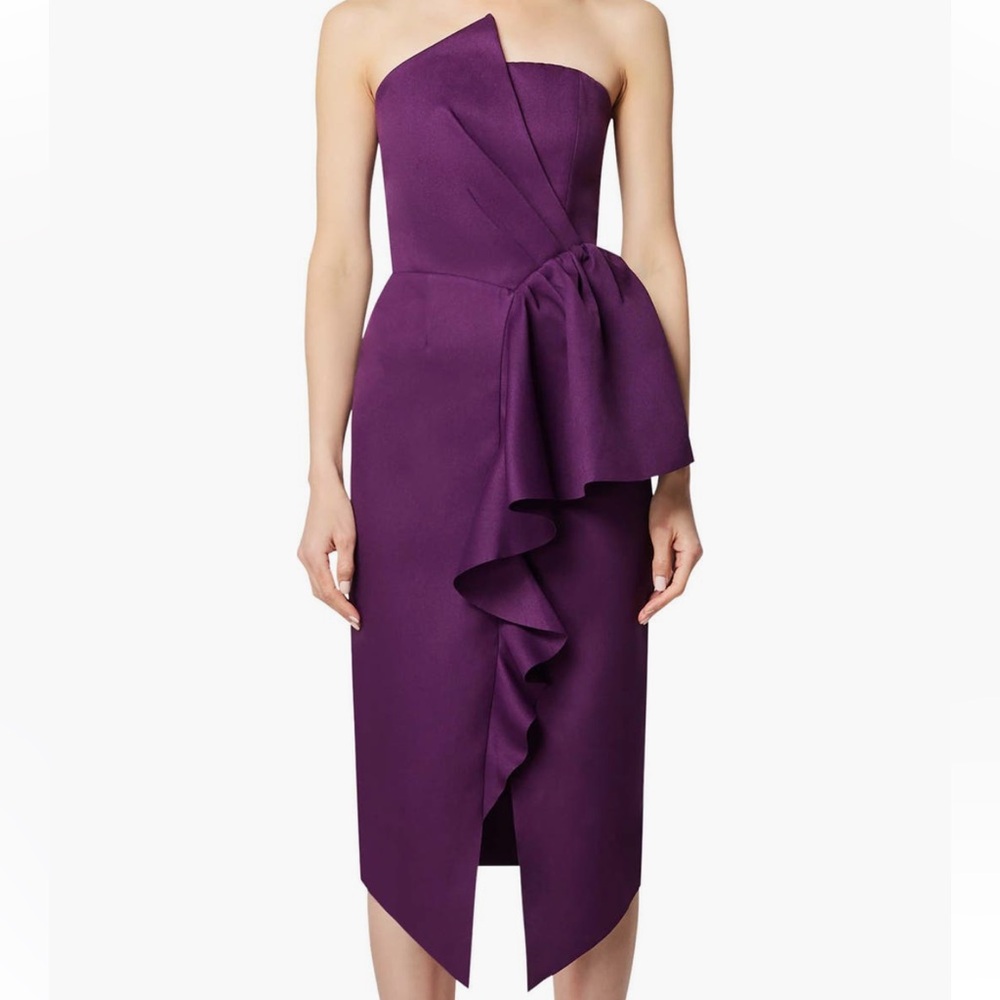 Elliatt Strapless Purple Dress with Ruffle Detail